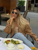 Retro Brown Suede Lapel Zippered Short Jackets Women's Casual Full Sleeves Pocket Loose Coats Spring Daily Commute Outwear