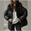 Solid Zipper Drawstring Puffer Jacket Quilted Water-Resistant Loose Winter/Fall Warm Women Outerwear Daily Causal Lady Coat