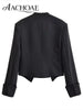 Women Baroque Cropped Jacket Military Inspired Structured Shoulder Asymmetric Hem Elegant Short Blazer Jacket Outerwear