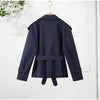 Spring Autumn Solid Women Short Windbreaker Stand Collar Long Sleeve Belt Single Breasted Female Coat Elegant Lady Outwear