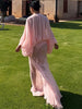 Sexy See Through Dress Women Simple Hollow Ruched Lantern Sleeve Patchwork Elegant Vacation Party Clubwear