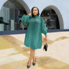 Plus Size Women Pleated Dress Hand Shaken Flower Beaded Temperament Elegant African Prom Big Stretch Clothing