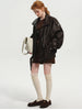 Spring Autumn Cool Brown Oversized Pu Leather Jacket Women Long Sleeve Zip Up Designer American Retro Clothing