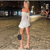 Vintage Hollow Out Floral Lace Off Shoulder Maxi Dress Women Flare Long Sleeve Slim Dresses Elegant Lady Party Robe