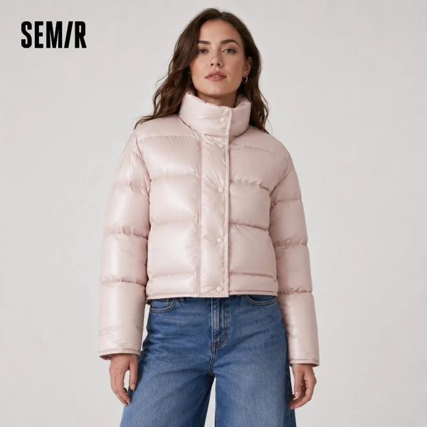 Down Jacket Women Winter Puffer Down Fill Goose Down Waterproof Oil-proof Stain-proof Stand Collar Coat Women