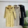 Lightweight Women's Pleated Trench Coat Autumn Chic Loose Single Breasted Stand Collar Long Windbreaker 2DB5549
