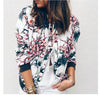 Women Elegant Zipper Jacket Spring Autumn Floral Printed Jackets Office Wear Slim Office Coat Retro Outwear