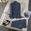Apricot Plaid Pant Suits for Women Blazer British Style Capable Professional Clothing OL Clothes Suit Pants