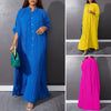 Autumn and Winter Women's Loose Round Neck Single Breasted Pleated Temperament Obese Women's Long Sleeved Dress