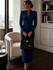 Women's Evening Party Elegant Long Dress Solid V-Neck Long Sleeve Sheath Bodycon Maxi Dresses White Black Clothing