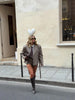 Elegant Plaid Stand Collar Jacket Shorts Set Women Full Sleeve Belted Buttons Blazer Suit Lady Commute Street Outfits