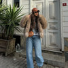 Exclusive Women Winter Hooded Faux Fur Coat Chic Street Girls Fluffy Fox Fur Jacket Thick Warm Shaggy Overcoat