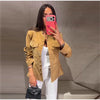 Vintage Suede Jackets Women's Full Sleeves Single-breasted Waist-cinching Stand Collar Coats Ladies Autumn Outwear