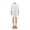 Elegant Women Big Swing Turn-down Neck Single Breasted Shirt Style Loose Smock Dress