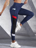 Colorblocked Mesh High Waist Yoga Pants with Side Pockets Leggings for Women Tummy Control Workout Shaping Leggings