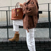 Women's Belt Short Suede Jackets Loose Lapel Long Sleeve Zipper Coats Spring Lady Vintage Female Outwear Street