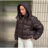 Two Wear Women's Winter Jacket Detachable Sleeve Padded Coat Stand Collar Hooded Puffer Coat Short Padded Coat Padded Vest