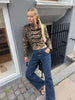 Retro Y2k Women Leopard Fleece Cropped Coat Stand Neck Oriental Frog Fastener Long Sleeve Fuzzy Fur Short Jacket Date Streetwear
