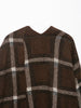 Autumn Women Plaid Knit Scarf Collar Cardigan Coat Long Sleeve Oversize Jacket With Pockets High Street Lady Clothing