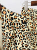 High Street Designer Suit Set Women's Single Button Leopard Printed Color Block Blazer Flare Pants Suit