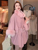 8 Colors Women Mantle Winter Faux Fur O Neck Poncho Cardigan Overcoat Outer Loose Capes Cloak Big Pendulum Oversize Belt Coat