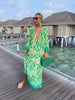 Autumn Women's Print Casual Dress V-neck Long Sleeve Loose Holiday Party Long Dresses For Women Robe Femme