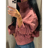 Women Stand Collar Leather Pilot Jacket Red Zipper Cropped Long Sleeve Coat Casual Outerwear Lady Autumn Casual Coat