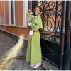 Green Oversized Belt Overcoat Elegant Long Sleeve Women Pleated Lapel Lace Up Windbreaker Autumn Lady Casual Street Outerwear