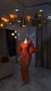 Orange Mermaid Evening Dress Beaded Sequins Ruffle Sleeves Prom Gown Elegant African Women Party Dress Customized