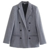 Elegant Plaid Long Sleeve Blazers Women Double Breasted Office Suit Jacket Woman Casual Turn Down Collar Outwear Lady