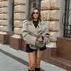 Women V-neck Lapel Belt Trench Coat Lace Up Full Sleeve Button Short Thin Windbreak Lady Daily Street Outerwear