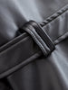 Women Black Short Faux Leather Trench Coat Long Sleeve Lapel Jacket With Belt Vintage Lady Motorcycle Jacket Outwear