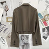 Korean Cropped Blazers Women Solid Color Simple Single-button Outwear Teens All-match Long Sleeve Office Suit Jacket