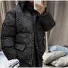 Leopard Print Women's Winter Down Jacket Pant Set Hooded Full Sleeve Zipper Jacket Elastic Waist Pants Warm Padded Coat Set