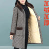 Winter Coat Vintage Velvet And Thickening Single breasted Cotton Coat for Women Fit Cotton Clip Warm Long Parka Plaid Coat