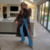 Women's Vintage Brown Suede Trench Coat Long Belted Overcoat Retro Windbreaker Female Date Commuter Streetwear Outerwear