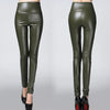 Autumn Women Velvet PU Leather Pants Elastic Stretch Faux Skinny Leather Pencil Pants Y2K Female Sexy Lady Trousers