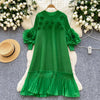 African Women's Pleated Dress Stereo Flower Loose Large Size Stretchy Temperament Long Dress Middle East Wrinkle-Free