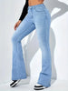 Women Flare Stretch Moustache Jeans Skinny Bell Bottom High Waist Gray Denim Pants Lady Classic Y2K Punk Long Trousers