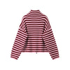 Knitted Stripe Zipper Jacket For Women Spring Chic Long Sleeve Sweater Coats Street Lady Casual Stand Collar Outerwear