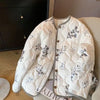 Vintage Floral Printed Cotton Coat Women's Clothing Warm Autumn Winter Cotton-padded Jacket Light Thin Tops Long Sleeve
