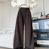 Retro Maillard Brown Corduroy Pants for Women Autumn Winter Wide Leg Pants Female Casual High Waist Straight Leg Trousers