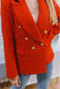 Women jacket Autumn Double Breasted Tweed Check Blazer Coat Vintage Long Sleeve Pockets Female Outerwear Chic