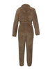 Winter Plush Two Piece Set Casual Home Warm Suit For Women Zipper Lapel Pullover Top Elastic Waist Trousers Suit