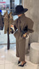 Women Black Pinstripe Two Piece Suit Belted Wrap Blazer Wide Leg Pants Autumn Office Formal Business Outfit Sets