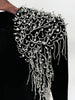High Street Designer Maxi Dresses Women's Formal Long Sleeve Beaded Acetic Velvet Long Maxi Dress