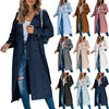 Trench Women Coats Mid Length Coat Turn Down Collar Full Sleeve Double Breasted Elegant Splice Lace Up Jackets Autumn