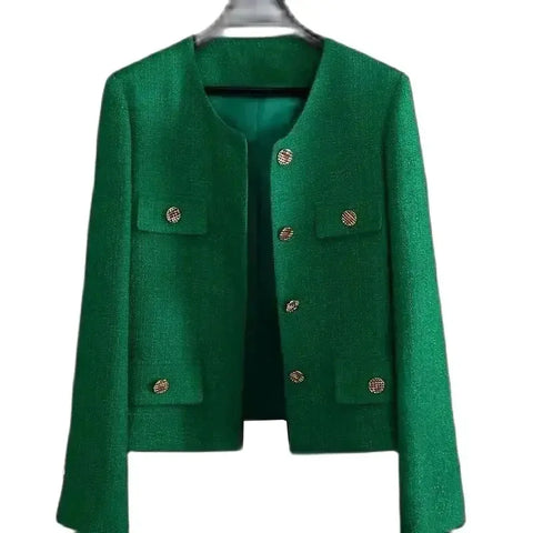 Spring Autumn Women's Blazers 2026New Elegant Slim Cropped Streetwear Green Suit Coat Ladies Jackets Outwear Female Tops