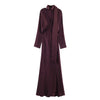 Women Satin V neck Dress Long Dresses With Scarf Chic Elegant Dresses Women Long Sleeve Casual Dress