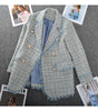 Large Size Women's Tweed Suit Spring Autumn Long Sleeve Vintage Double Breasted Tassel Loose Blazer Jacket Z888